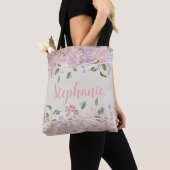 Blush Pink Floral gepersonaliseerde naam Tote Bag (Dichtbij)