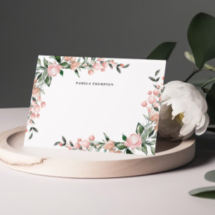 Blush Pink Floral gepersonaliseerde notitiekaarten Notitiekaartje