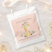 Blush Pink Floral Giraffe Baby shower dank u Bedankzakje (Geknipt)
