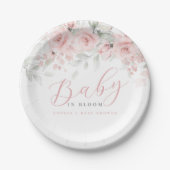 Blush Pink Floral Girl Baby in Bloom Papieren Bordje (Voorkant)