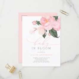 Blush Pink Floral Girl-Baby in Bloom Shower Uitnodiging Briefkaart