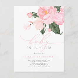 Blush Pink Floral Girl-Baby in Bloom Shower Uitnodiging Briefkaart