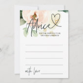 Blush Pink Floral Girl Baby shower Advice Card Kaart (Voorkant)