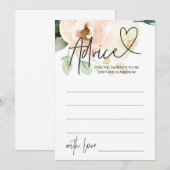 Blush Pink Floral Girl Baby shower Advice Card Kaart (Voorkant / Achterkant)