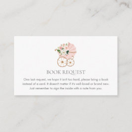 Blush Pink Floral Girl Baby shower Book Request Informatiekaartje