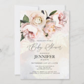 Blush Pink Floral Girl Baby shower Invitation Kaart (Voorkant)