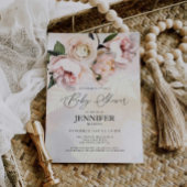 Blush Pink Floral Girl Baby shower Invitation Kaart