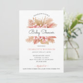 Blush Pink Floral Girl Baby shower Kaart (Staand voorkant)