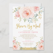  Blush Pink Floral Girl Baby shower per post Kaart (Voorkant)