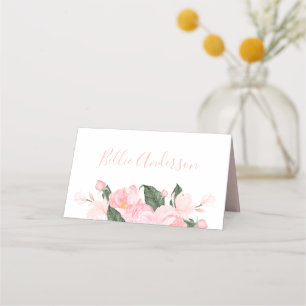 Blush Pink Floral Girl Baby shower Plaatskaartje