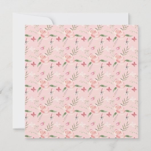 Blush Pink Floral Girl Baptisme Kaart (Achterkant)