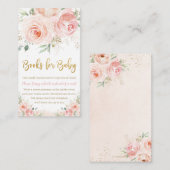 Blush Pink Floral Gold Baby shower Books for Baby Informatiekaartje (Voorkant / Achterkant)