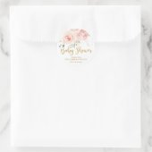 Blush Pink Floral Gold Baby shower Dank u voor uw  Ronde Sticker (Tas)