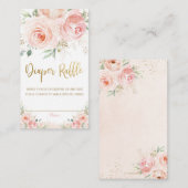 Blush Pink Floral Gold Baby shower Diaper affle Informatiekaartje (Voorkant / Achterkant)