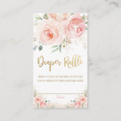 Blush Pink Floral Gold Baby shower Diaper affle Informatiekaartje (Voorkant)