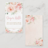 Blush Pink Floral Gold Baby shower Diaper affle Informatiekaartje (Voorkant / Achterkant)