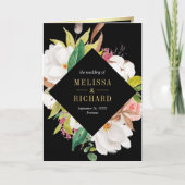 Blush Pink Floral Gold Black QR Code Wedding (Voorkant)