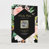 Blush Pink Floral Gold Black QR Code Wedding (Achterkant)