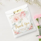 Blush Pink Floral Gold Bridal Baby shower Birthday Bedankzakje (Gezegeld)