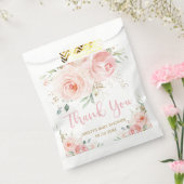 Blush Pink Floral Gold Bridal Baby shower Birthday Bedankzakje (Gezegeld)