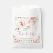 Blush Pink Floral Gold Bridal Baby shower Birthday Bedankzakje (Voorkant)