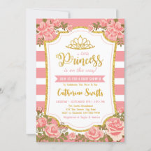 Blush Pink Floral Gold Crown Princess Baby shower
