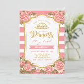 Blush Pink Floral Gold Crown Prinses Verjaardag Kaart (Staand voorkant)