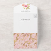 Blush Pink Floral Gold Eiffel Tower Baby shower All In One Uitnodiging (Buitenkant)