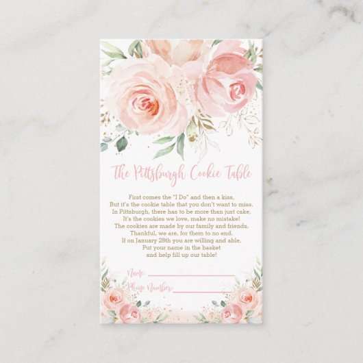Blush Pink Floral Gold Enclosure Card Informatiekaartje (Voorkant)