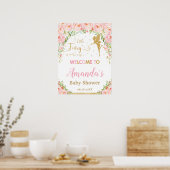 Blush Pink Floral Gold Fairy Baby shower Welkom Poster (Keuken)