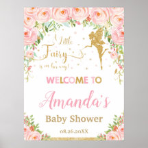 Blush Pink Floral Gold Fairy Baby shower Welkom