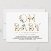Blush Pink Floral Gold Foil Letters Baby shower Kaart (Voorkant)