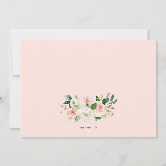 Blush Pink Floral Gold Foil Letters Baby shower Kaart (Achterkant)