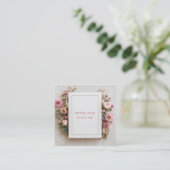 Blush Pink Floral Gold Frame Rustic Geometric Vierkante Visitekaartje (Staand voorkant)