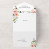 Blush Pink Floral Gold Geometric Botanical Weddens All In One Uitnodiging (Buitenkant)