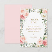 Blush Pink Floral Gold Geometric Botanical Weddens Bedankkaart (Voorkant / Achterkant)