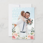 Blush Pink Floral Gold Geometric Botanical Weddens Bedankkaart (Achterkant)