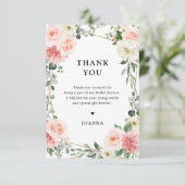 Blush Pink Floral Gold Geometric Botanical Weddens Bedankkaart (Staand voorkant)