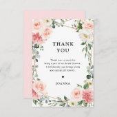 Blush Pink Floral Gold Geometric Botanical Weddens Bedankkaart (Voorkant / Achterkant)
