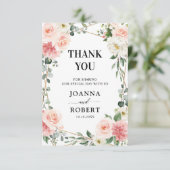 Blush Pink Floral Gold Geometric Botanical Weddens Bedankkaart (Staand voorkant)