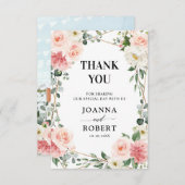 Blush Pink Floral Gold Geometric Botanical Weddens Bedankkaart (Voorkant / Achterkant)