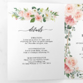Blush Pink Floral Gold Geometric Botanical Weddens Drieluik Aankondiging (Binnenzijde eerst)