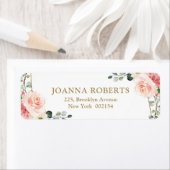 Blush Pink Floral Gold Geometric Botanical Weddens Etiket (Insitu)