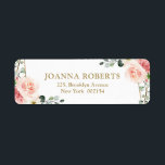 Blush Pink Floral Gold Geometric Botanical Weddens Etiket<br><div class="desc">Elegant Blush roze / peach spring floral botanical bruiloft return address label with a bouquet of soft pastel waterverf rozen, peonies and hydrangeas in shades of blush roze, peach and crème with lush green botanical leaves and eucalyptus leaves with gold geometric lijst. Zoek meer overeenkomende design en variaties uit mijn...</div>