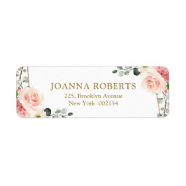 Blush Pink Floral Gold Geometric Botanical Weddens Etiket
