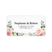 Blush Pink Floral Gold Geometric Botanical Weddens Etiket (Voorkant)