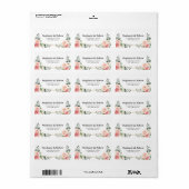 Blush Pink Floral Gold Geometric Botanical Weddens Etiket (Full Sheet)