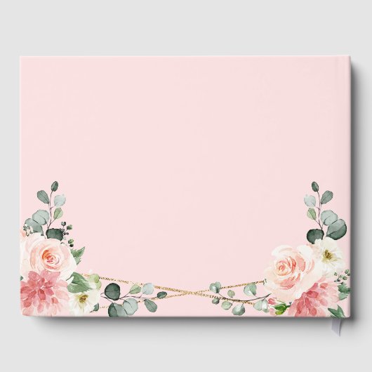 Blush Pink Floral Gold Geometric Botanical Weddens Gastenboek (Achterkant)