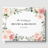 Blush Pink Floral Gold Geometric Botanical Weddens Gastenboek (Voorkant)