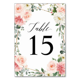 Blush Pink Floral Gold Geometric Botanical Weddens Kaart